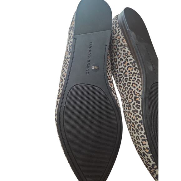 Lucky Brand Bethysa leather leopard animal print point toe flats sz 10 new - Picture 6 of 6